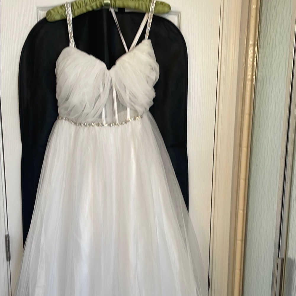 Lulu's White Ruched Tiered Wedding Sundress